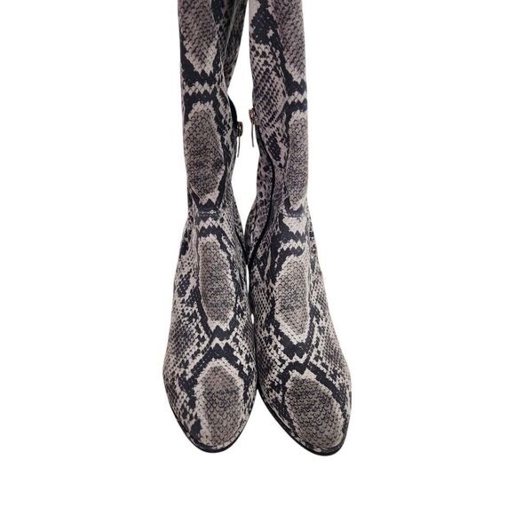 MARC FISHER Boots Womens 6 Black Snake Print Darton Over The Knee‎ Shoes Heeled - Picture 5 of 12